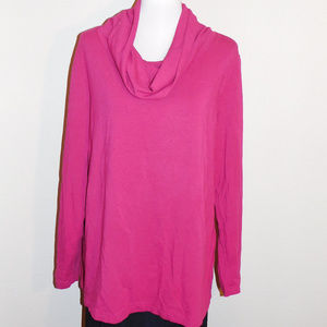 2X Land's End Pink Cowl Neck Stretch Knit Top EUC